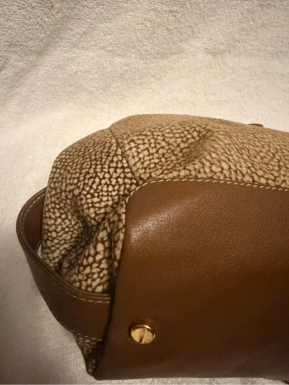 Borbonese Textured Brown Shoulder Bag with Adjustable Strap